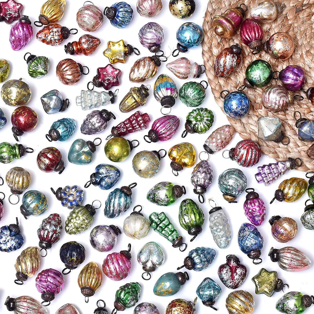 75 Piece Antique Glass Christmas Tree Ornaments Y19266