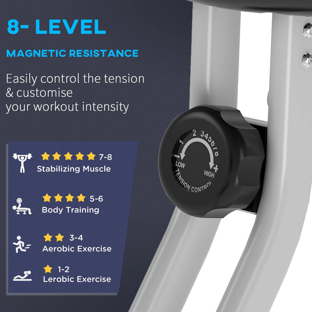 Folding Upright Stationary Exercise Bike with 8 Levels of Magnetic Resistance E987548