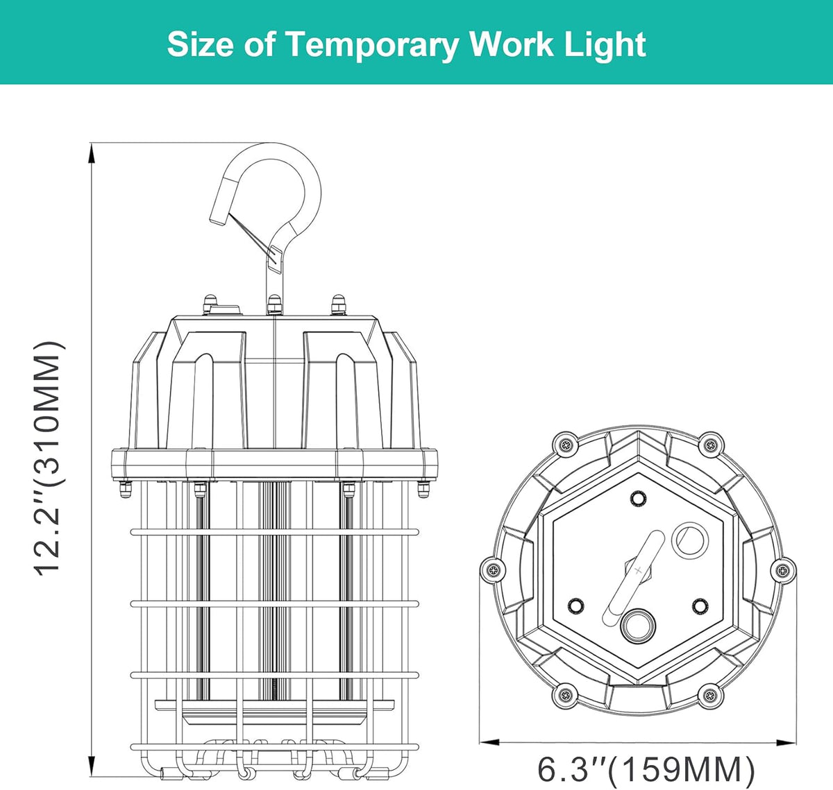 125W LED Temporary Work Light with 10' Cable Portable Hanging Construction Light IP65 B13178