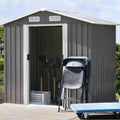 8 x 6FT Grey Metal Outdoor Storage Shed with Sliding Door N1916