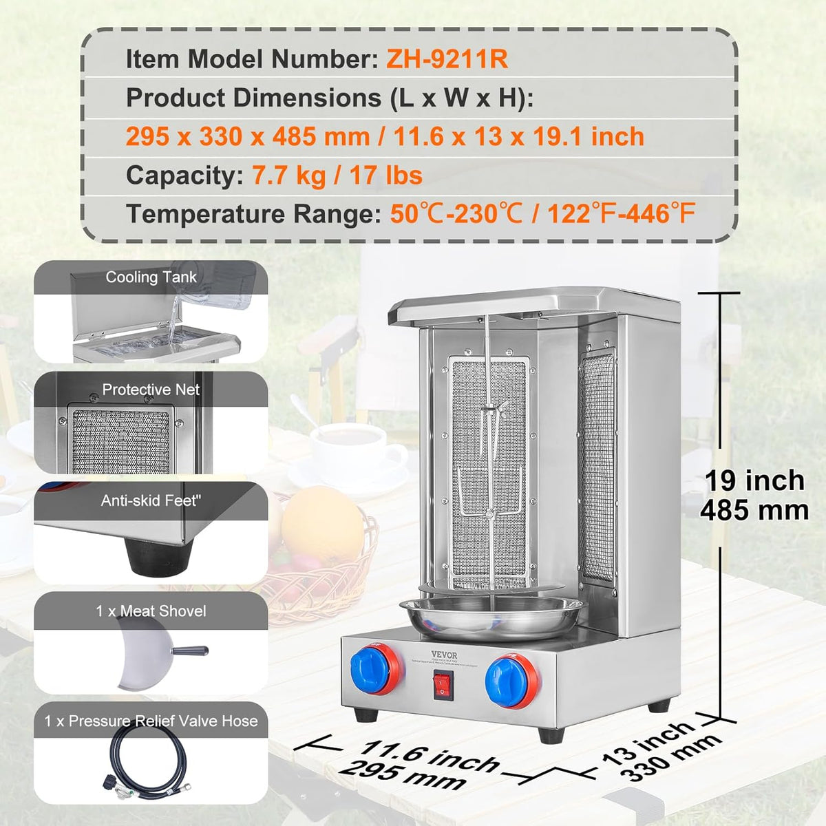 13 lbs Capacity Gas Vertical Broiler Shawarma Machine C541577
