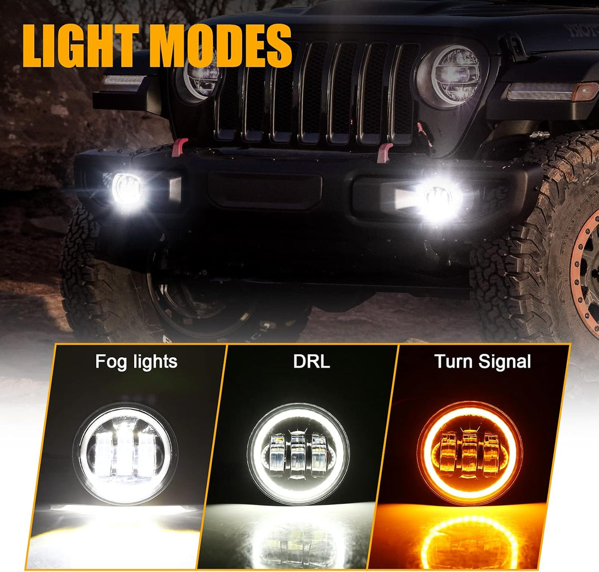 4 inch Round LED Fog Lights for Jeep Wrangler JL JLU 2018-2021 M783525