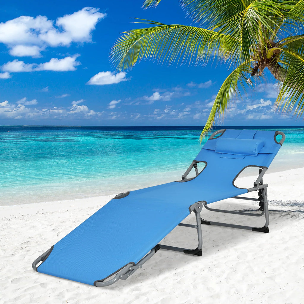 Pink Folding Chaise Lounge with Pillow F636