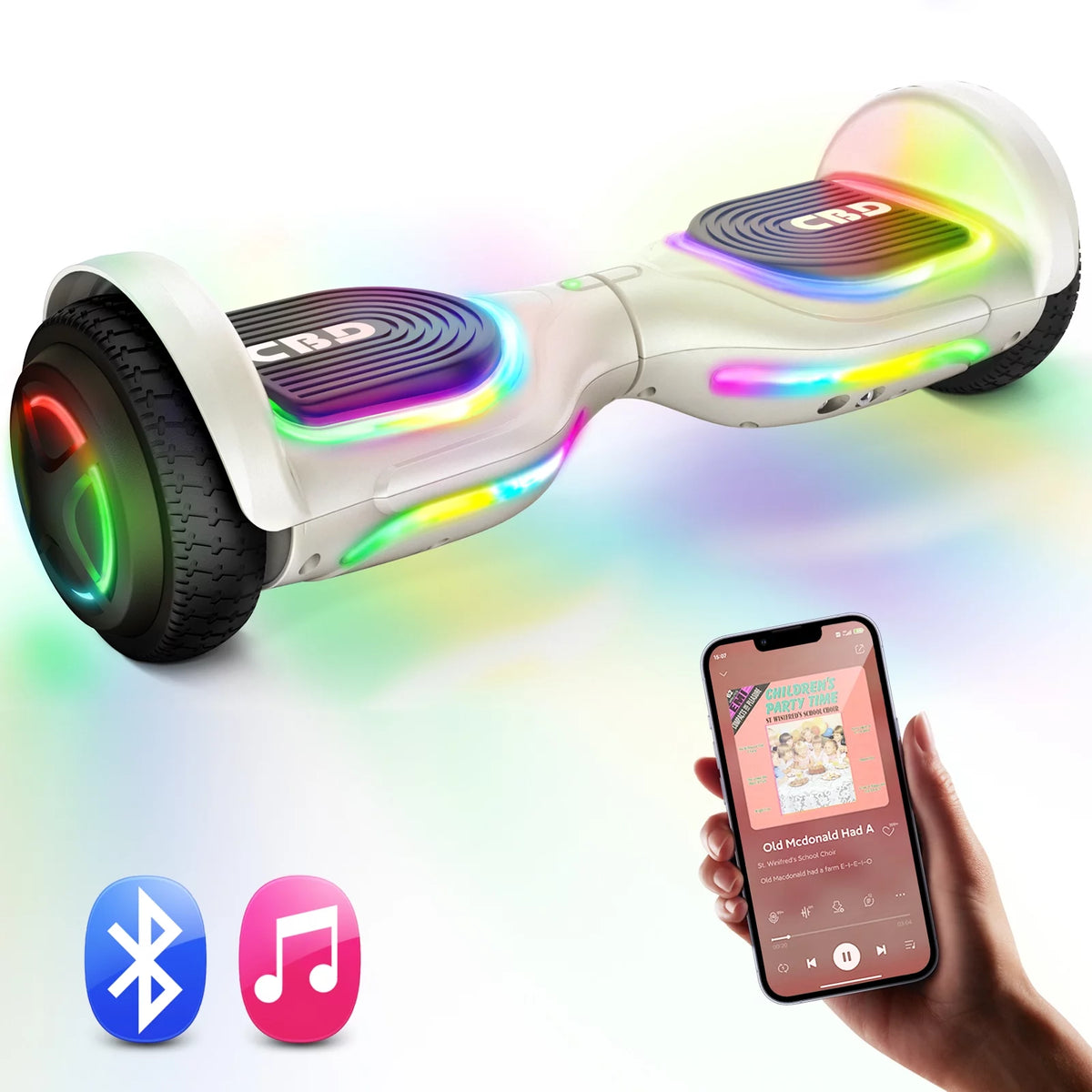 Orange and Gray Self Balancing Hoverboard with LED Lights and Bluetooth D537565