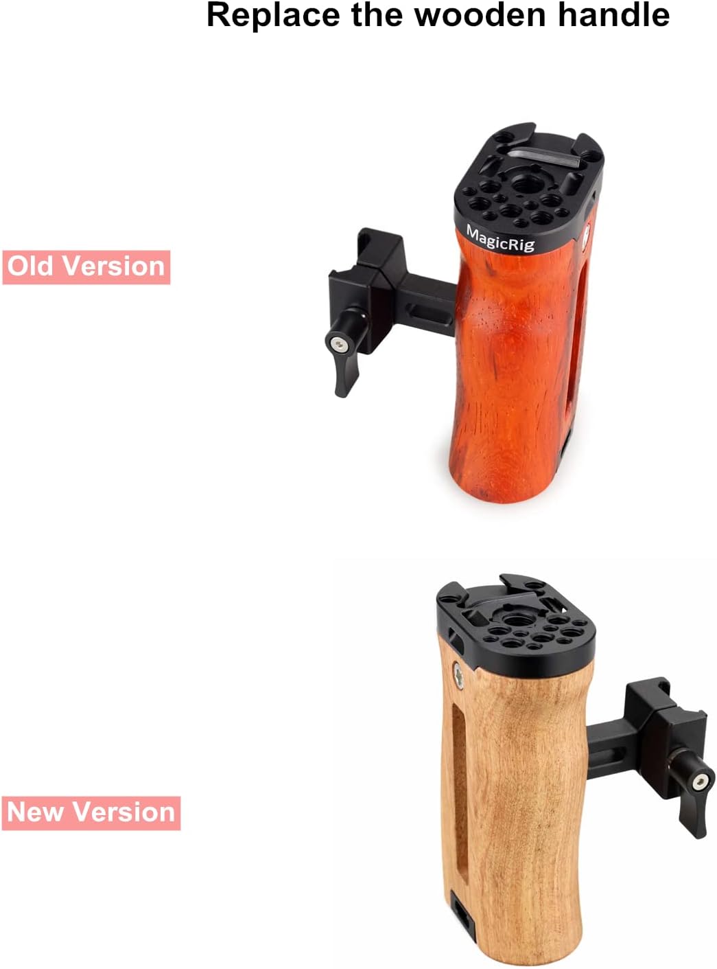 Adjustable Wooden Handle Grip with Cold Shoe Mount H785867
