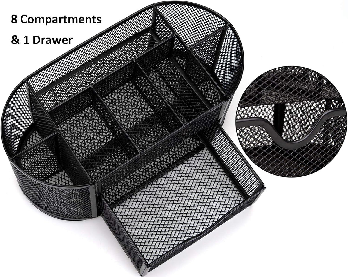 2 Pack 9 Compartments Mesh Desk Organizer with Drawer G77125