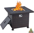 Propane Fire Pit Table 44in 50000BTU Auto-Ignition Smokeless with Cover and Blue Fire Glass Black D692576