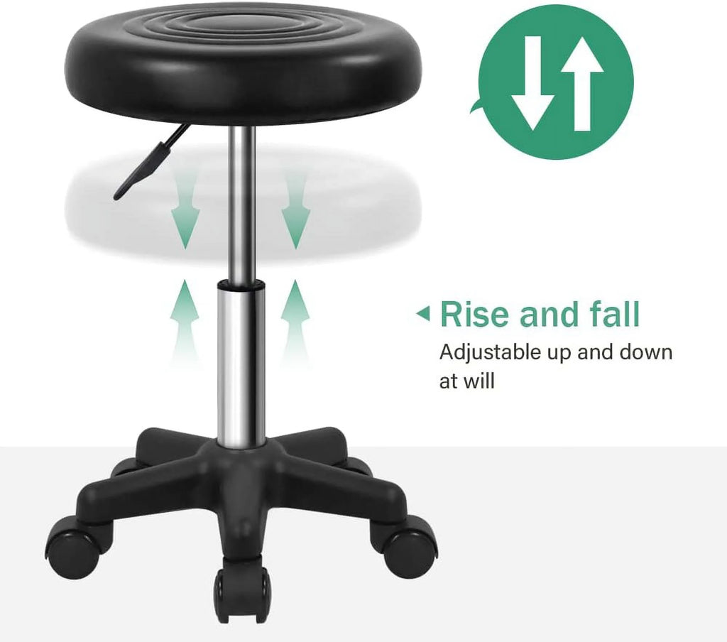 Round Swivel Stool with Wheels Black G80453