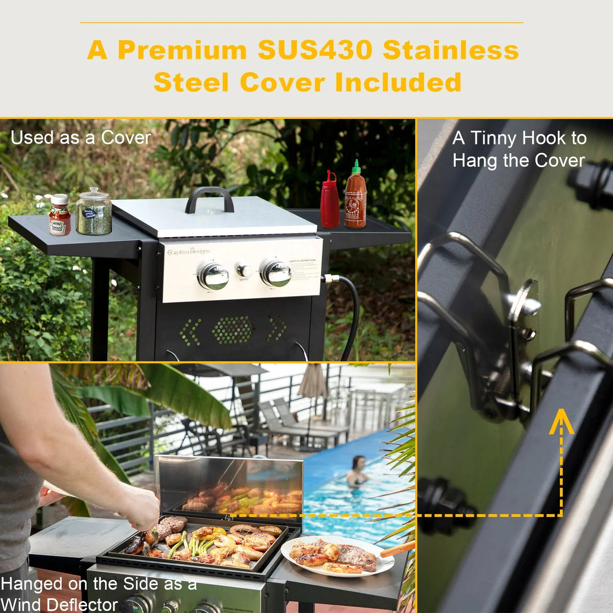3-Burners Gas Griddle Portable Flat Table Top BBQ Grill 33,000 BTU R406