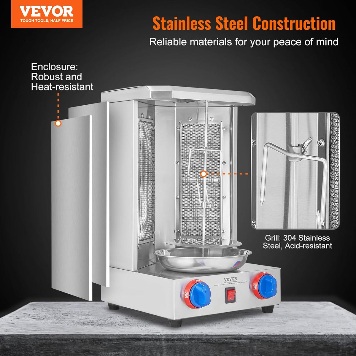 13 lbs Capacity Gas Vertical Broiler Shawarma Machine C541577