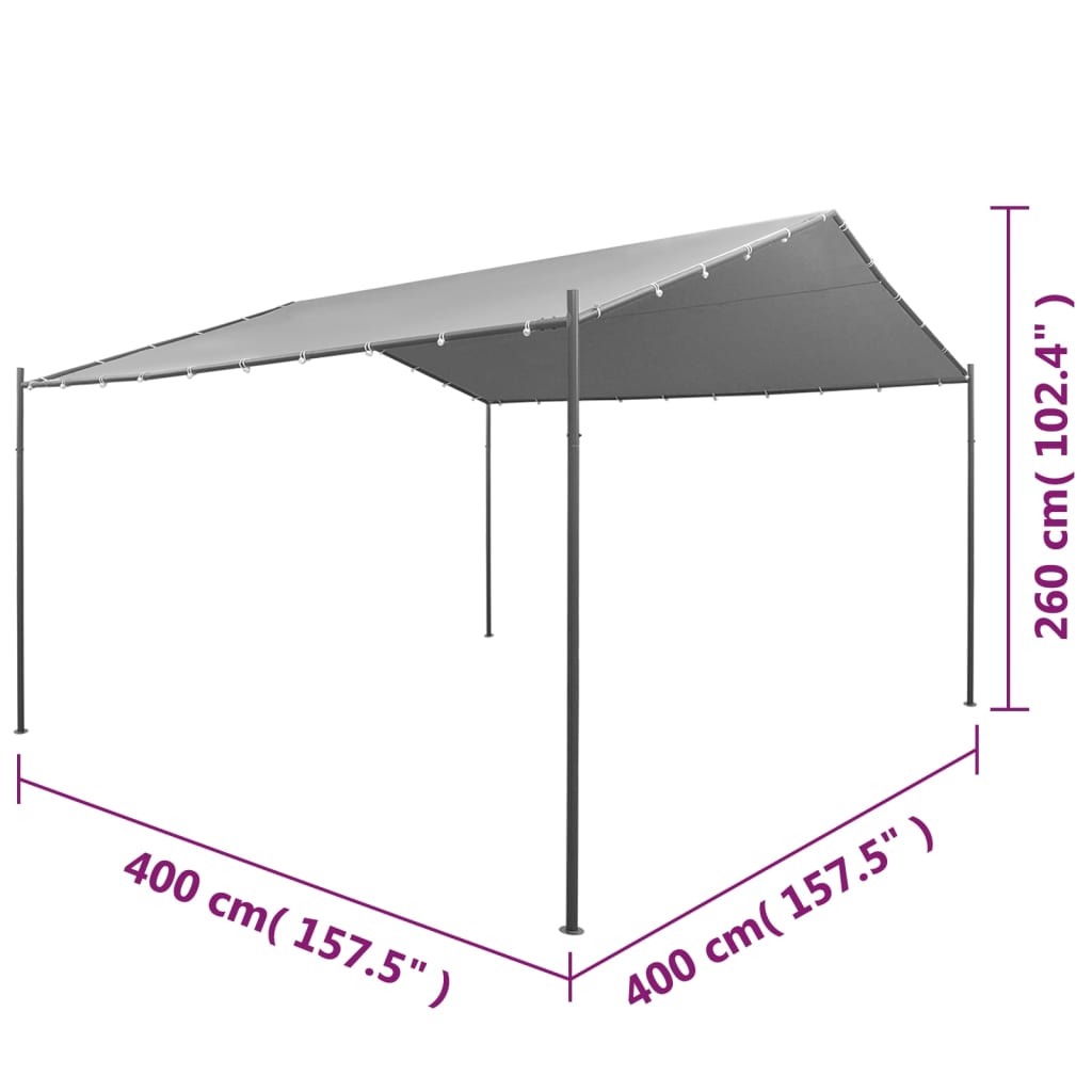 Steel Gazebo 157.5"x157.5"x102.4" Anthracite R969577