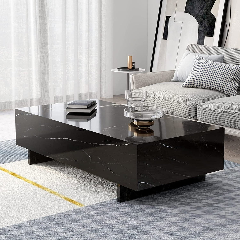 42.5" High Gloss Black Marble Coffee Table U420756
