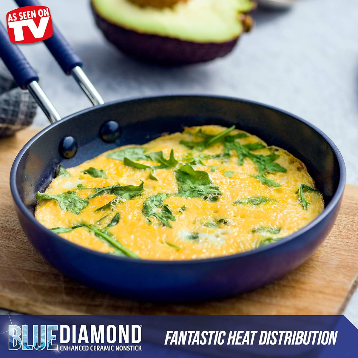 Blue Diamond Diamond Infused Ceramic Nonstick 12" Frying Pan Skillet with Lid P812