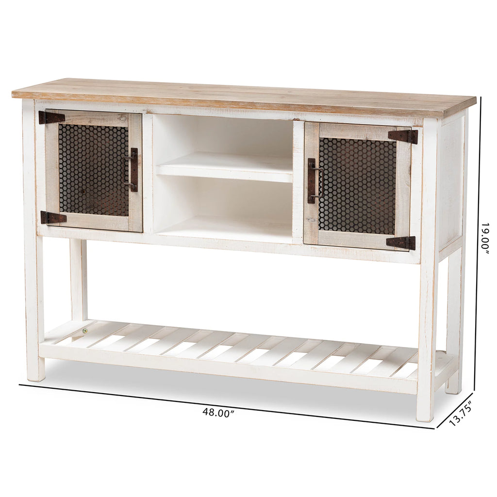White and Oak Brown Wood 2-Door Sideboard Buffet V658987