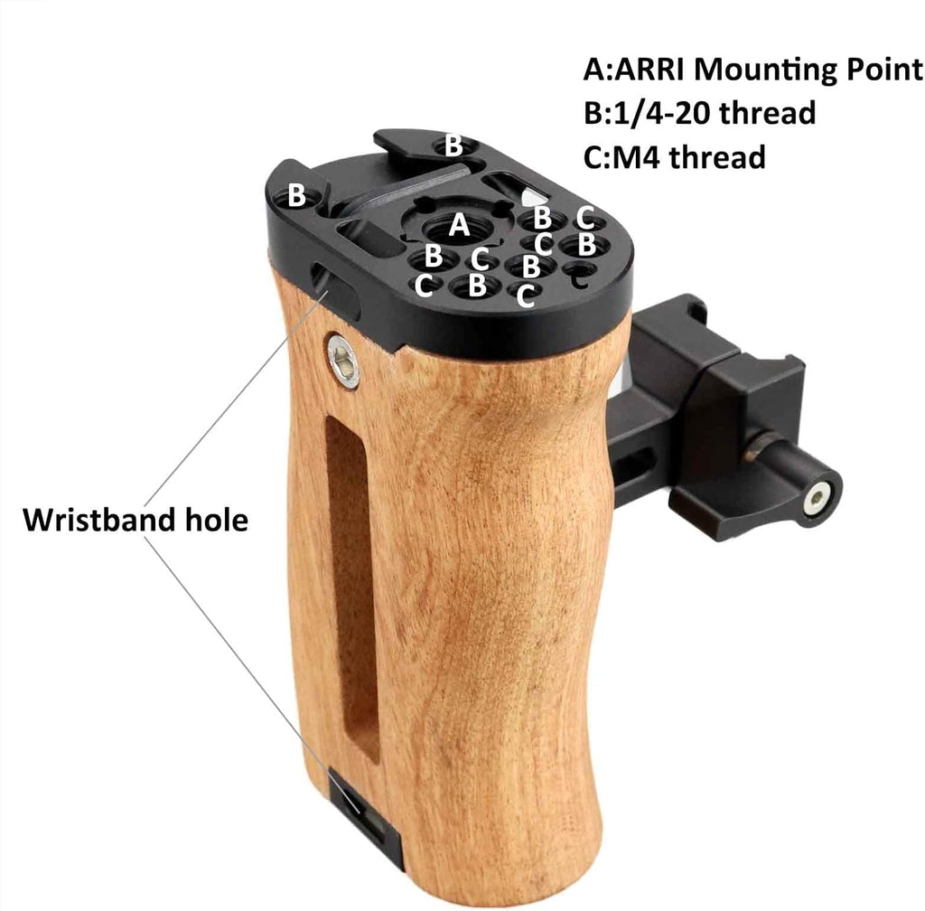 Adjustable Wooden Handle Grip with Cold Shoe Mount H785867