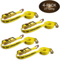 4-Pack Ratchet Tie-Down Straps with Double Wire J-Hooks, 2 x 27' Q161