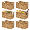 Set of 6 Natural Water Hyacinth Woven Storage Baskets with Built-in Handles R984452