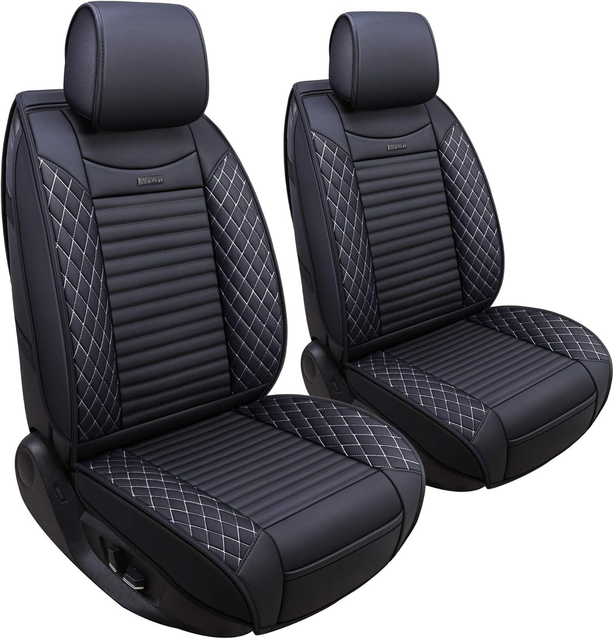 5 Car Seat Covers Full Set Waterproof Leather Universal Fit Black-Red U84129