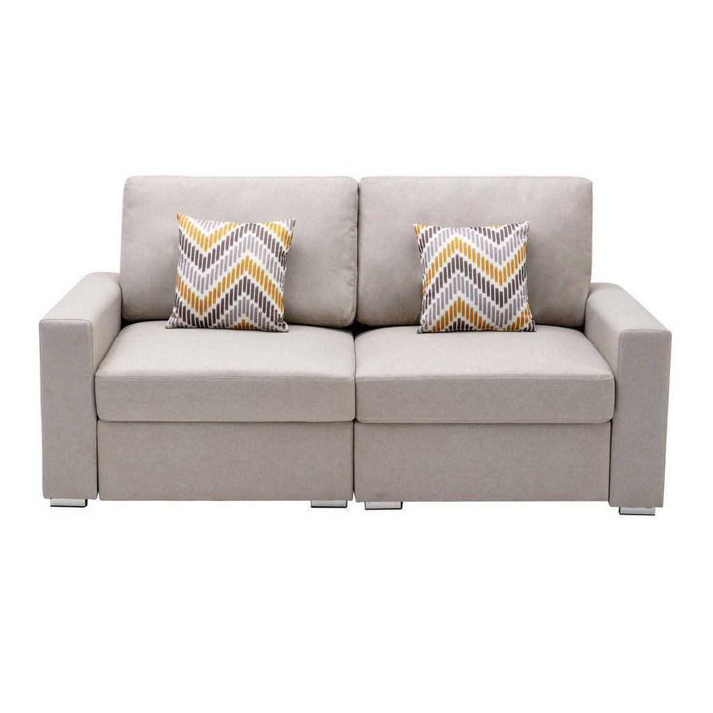Beige Linen Fabric Living Room Set V78899