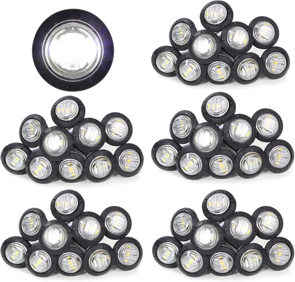 3/4 Inch Amber 3 LED Round Side Marker Indicator Lights with Black Rubbers 12V DC J3116