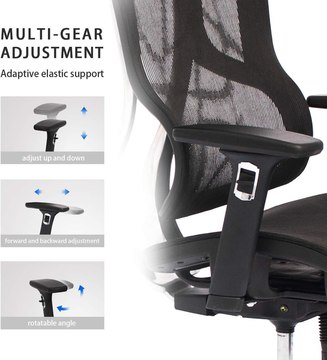 Black Ergonomic Mesh High Back Office Chair with Adjustable Headrest and Armrest C44023