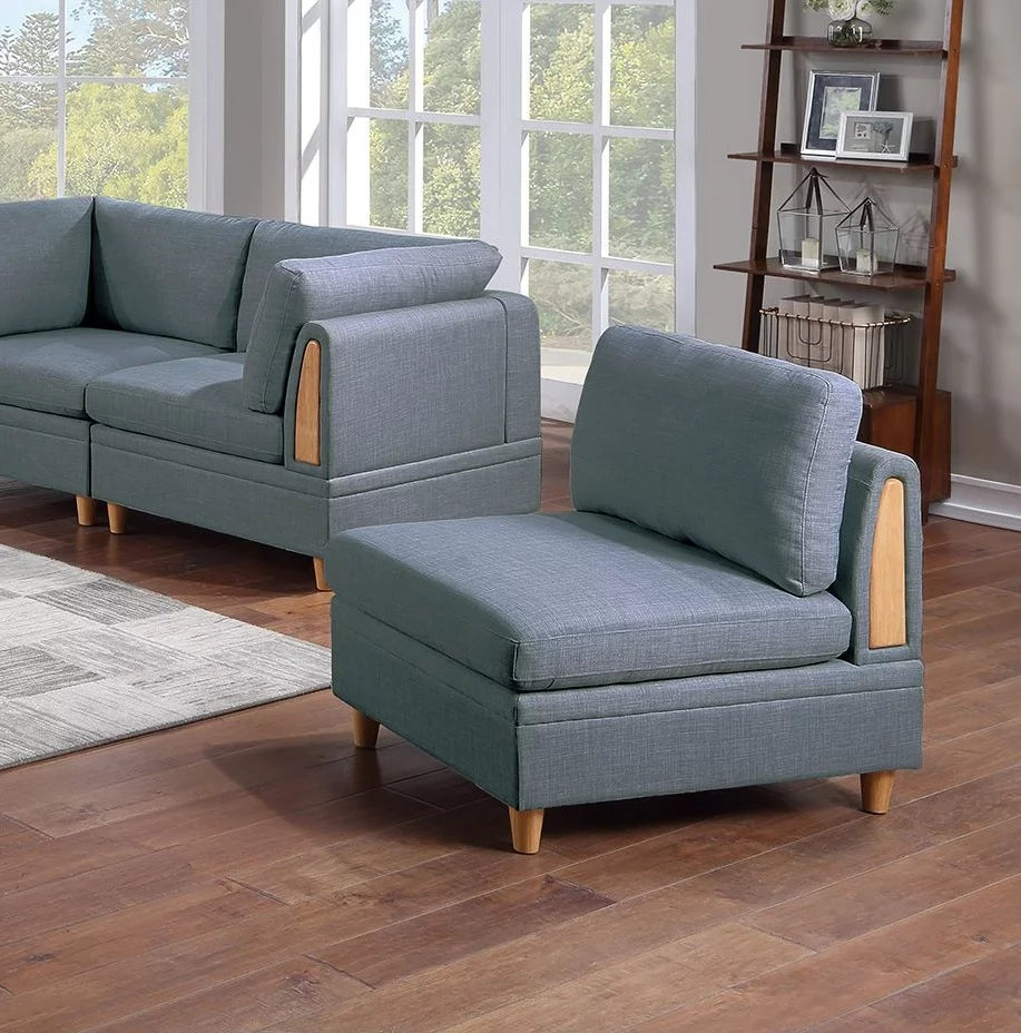 7pc Sofa Set with Loveseat Armless Chair Ottoman Wedge U652994