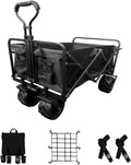 Collapsible Heavy Duty Beach Wagon Cart with Universal Wheels Adjustable Handle (Black) R63819