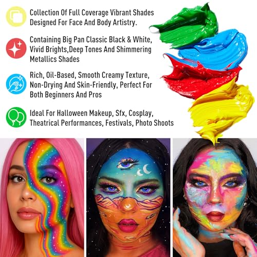 20 Colors Face Body Paint Oil Makeup Set with Mixing Palette and Brushes K583