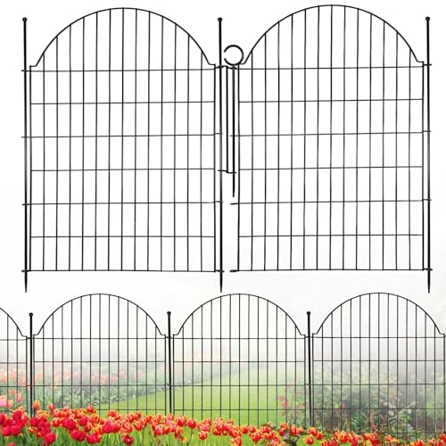 Arched Rustproof Metal No Dig Garden Fence with Ground Stake B471624