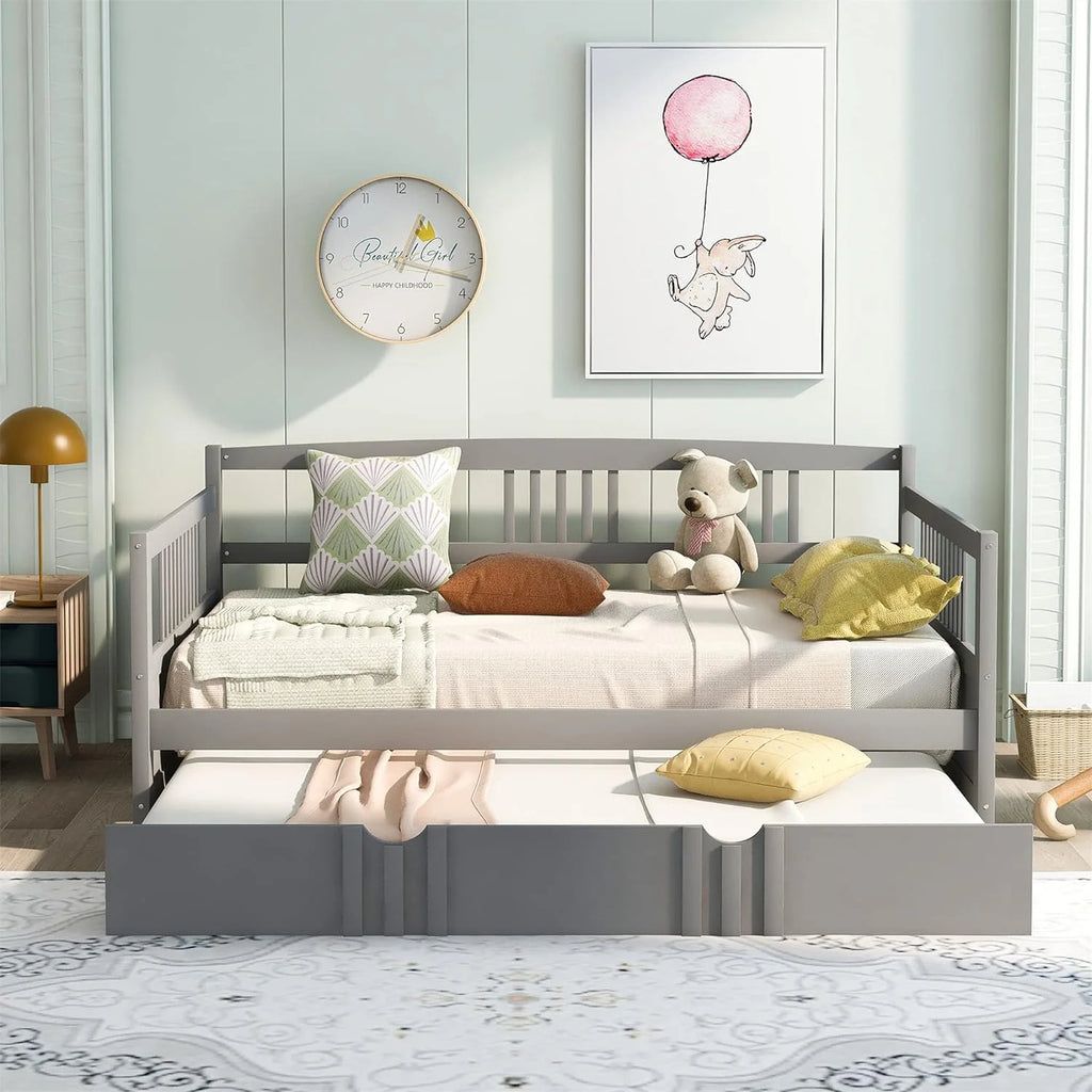 Grey Full Size Wood Daybed with Trundle B73581