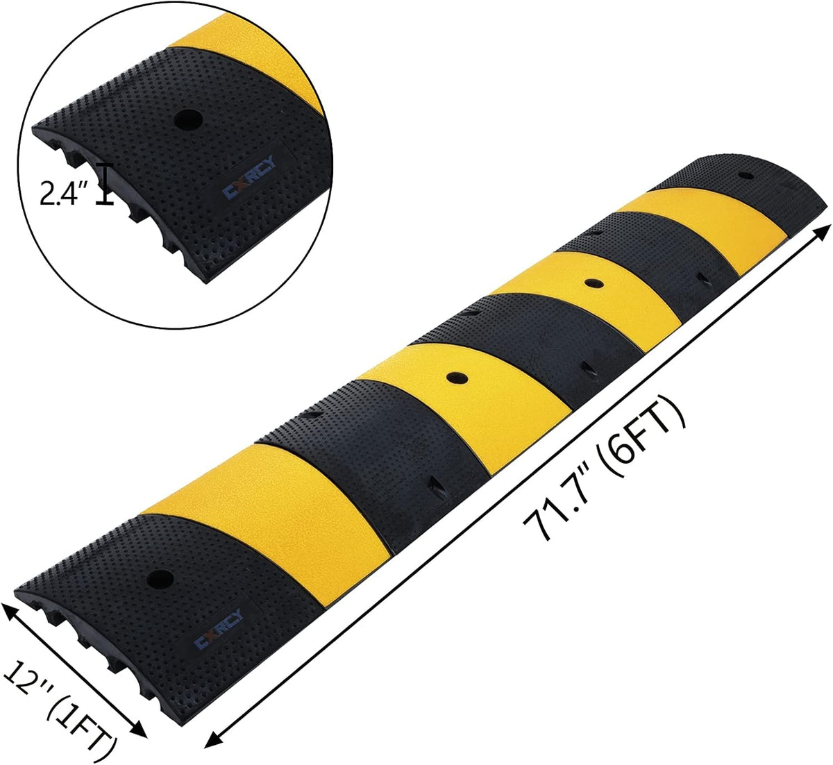 6FT Rubber Modular Speed Bump with 4 Bolts Q618347