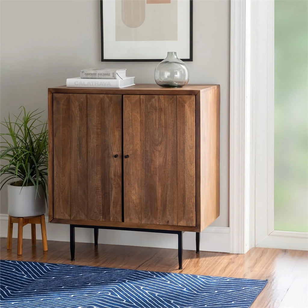 Brown Wood Cabinet with 2 Shelves Z2333