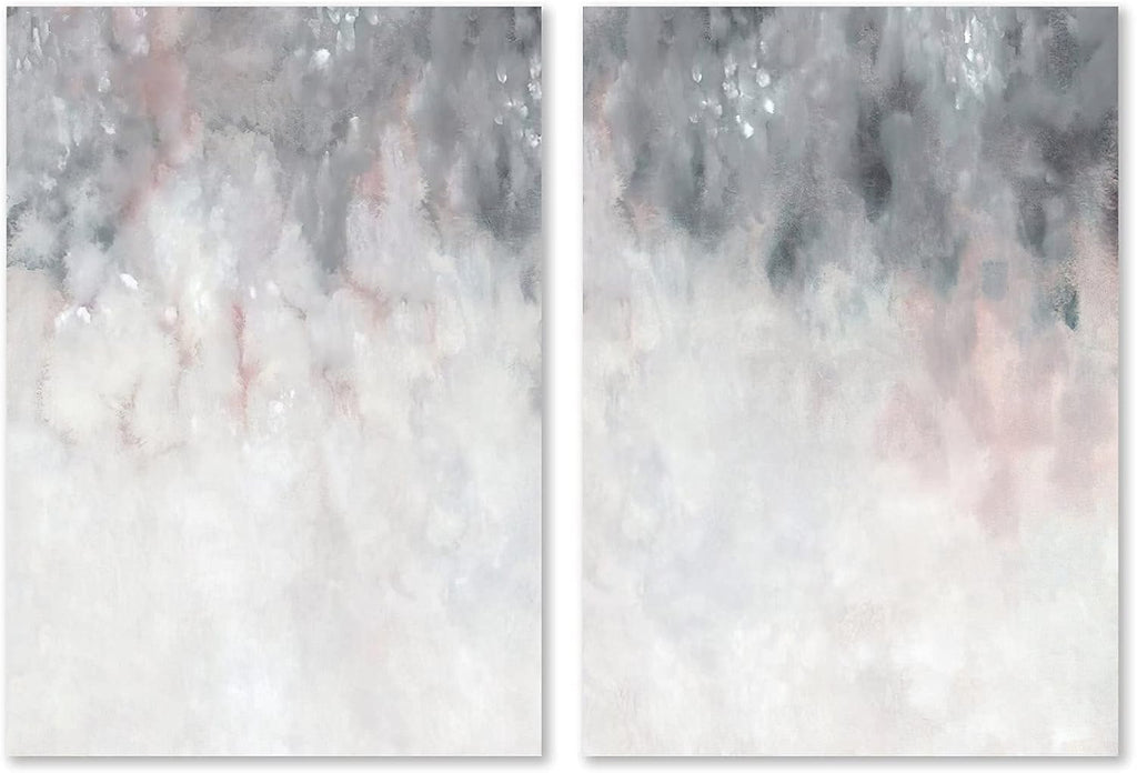 Abstract Gray White Pink Canvas Painting 16x24inchx2 No Frame M541868