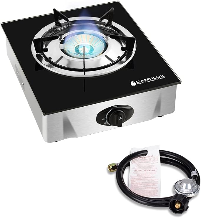 Double Burner Propane Gas Cooktop with Tempered Glass B175633