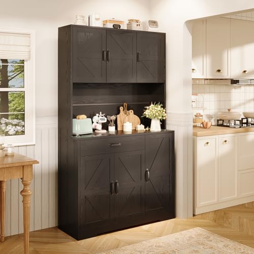 72" Tall Storage Cabinet with Adjustable Shelves & Steel Frame, Dark Grey E5283