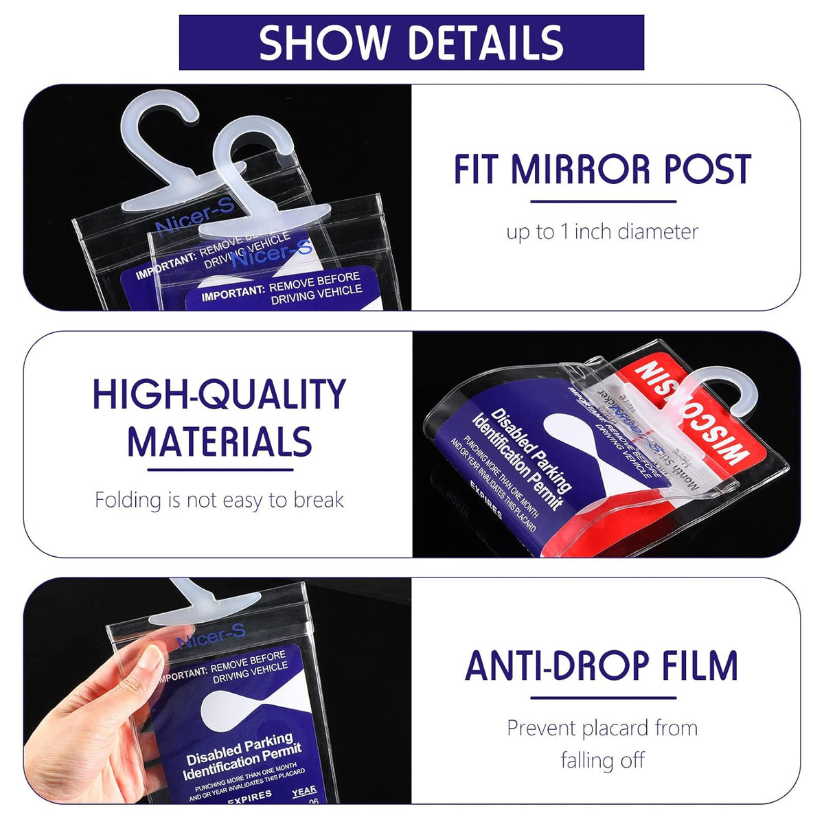 Transparent PVC Handicap Parking Placard Holder 11.8 x 5 Inch 6 Pieces V21479