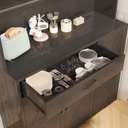 72" Tall Storage Cabinet with Adjustable Shelves & Steel Frame, Dark Grey E5283