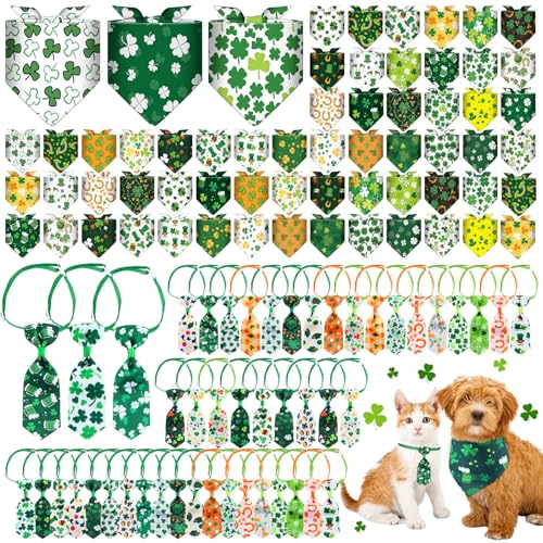108 Pcs Dog Bandanas Bow Tie Set Plaid Pattern Adjustable Washable Reversible F495169