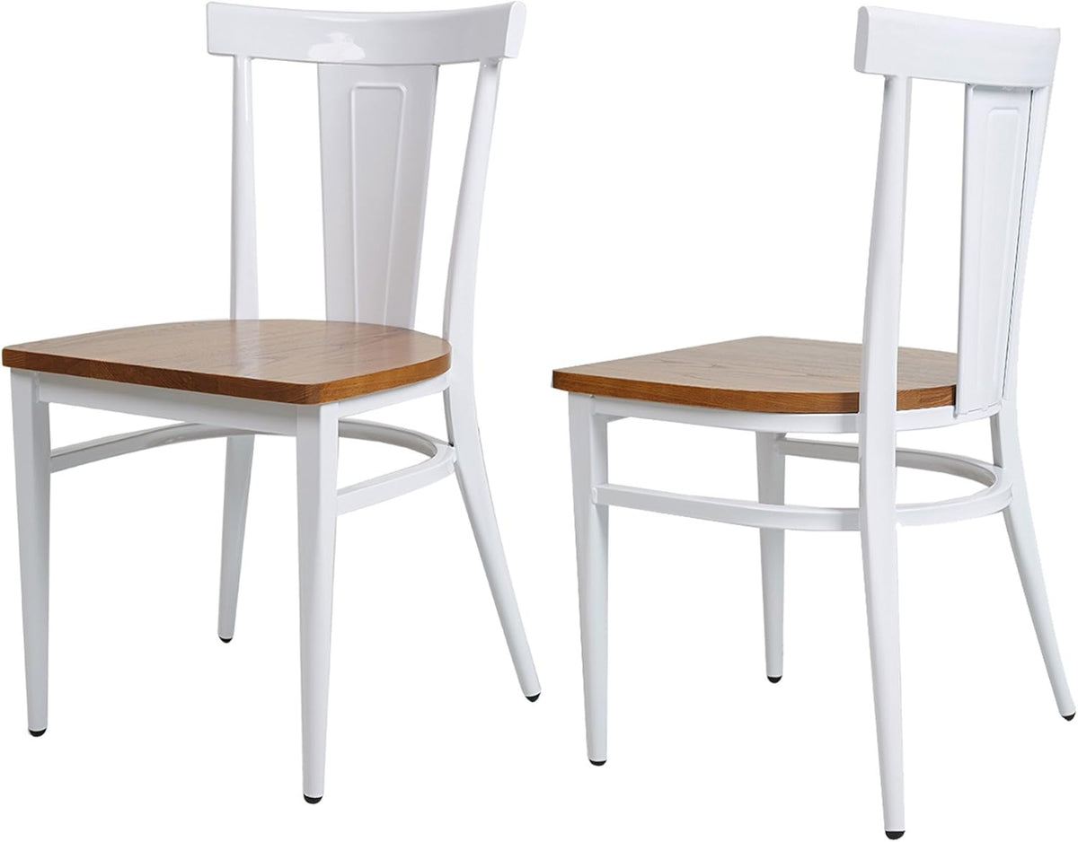 Black Metal Dining Chairs with Solid Wooden Seat, Set of 2 Q50272
