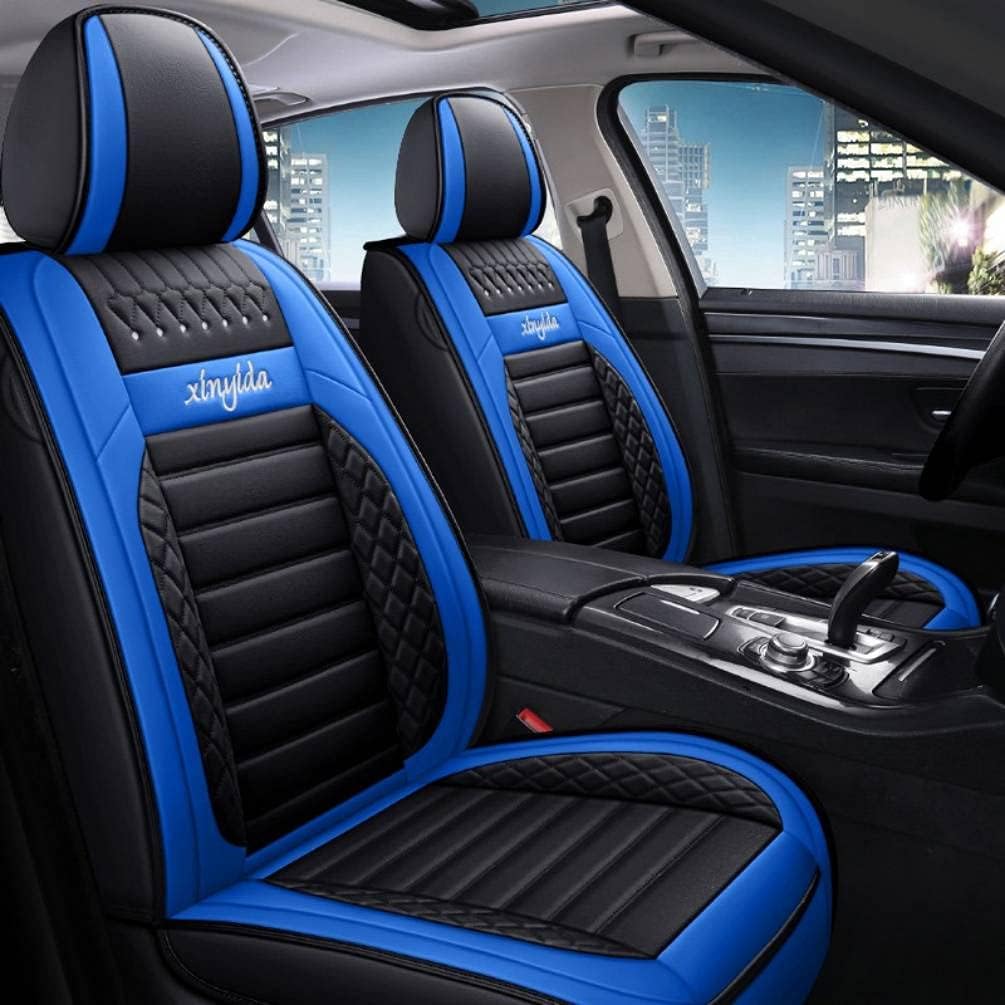 Black Pink PU Leather Car Seat Covers Full Set U335369