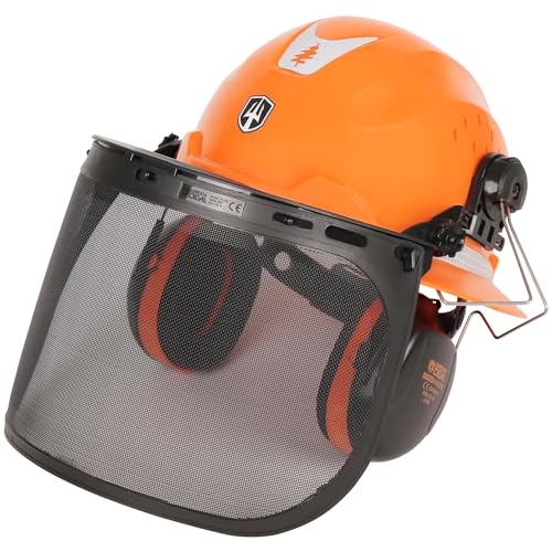 Chainsaw Helmet Full Brim Arborist Helmet Forestry Safety Hard Hat Kit With Face Shield Hearing Protection Ear Muffs Liner 5 IN 1 E445665
