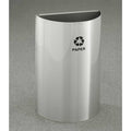 Satin Alum Open Top Half Round Recycling Receptacle, 10 Gallon L468