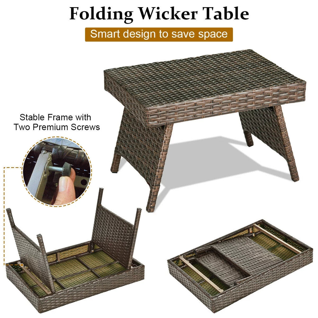 Folding Wicker Side Coffee Table Z510642