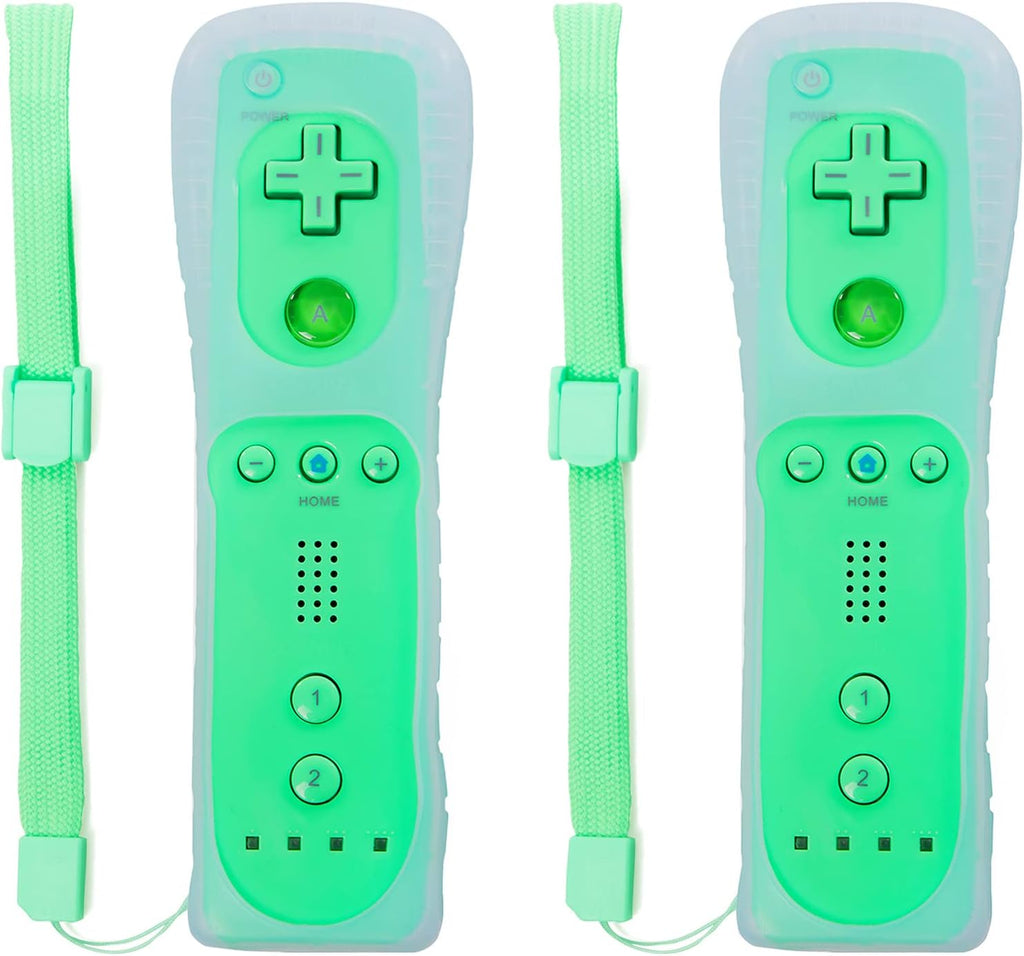 Light Blue Wii Remote Controller 2 Pack with Silicone Case and Wrist Strap J5036