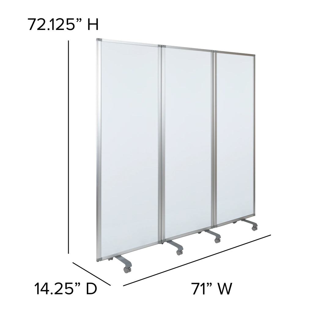 Mobile Magnetic Whiteboard Partition with Lockable Casters R491