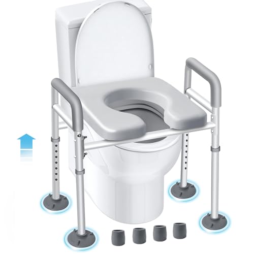 Elongated Raised Toilet Seat with Handles M9727