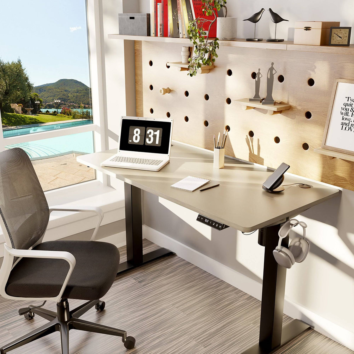 Black 48 x 24 Height Adjustable Electric Standing Desk O1743