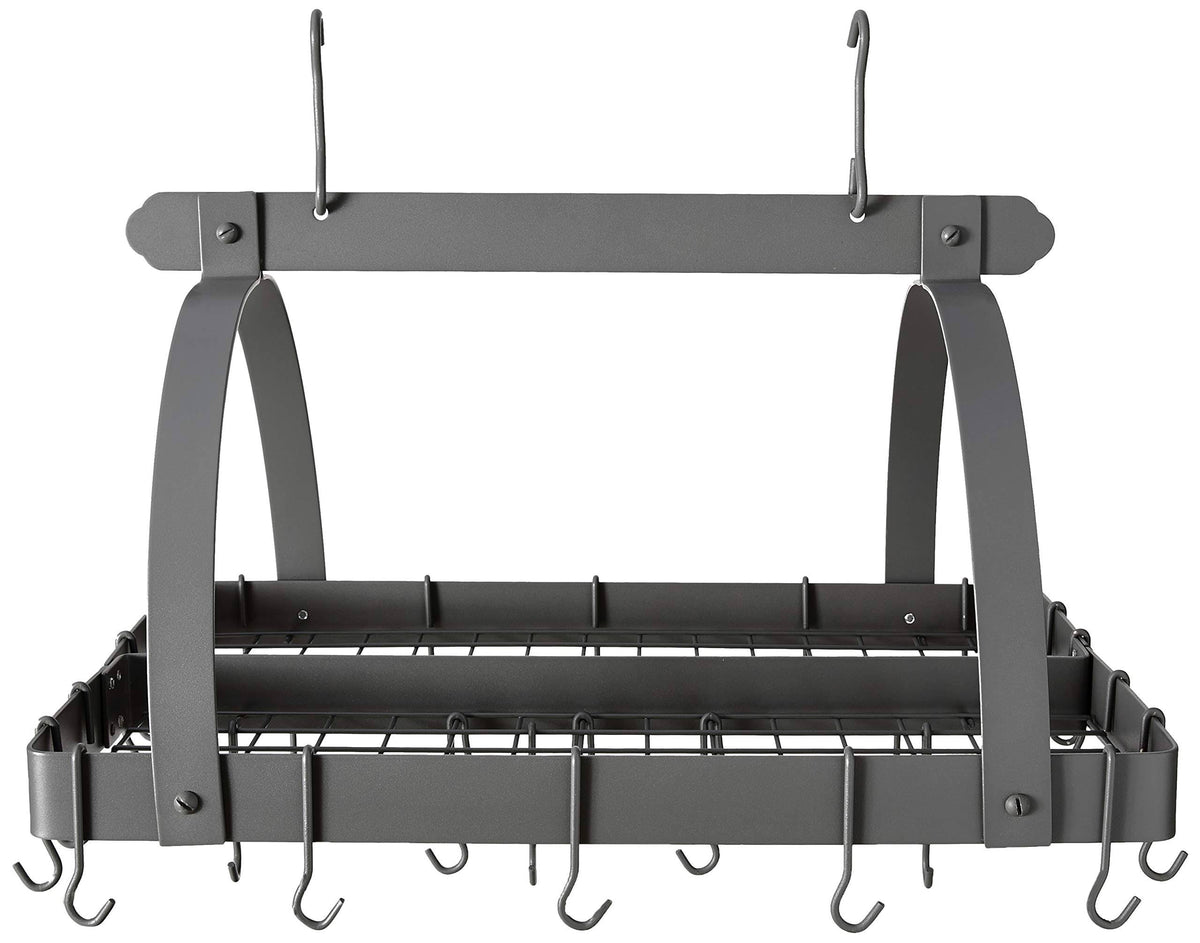 Graphite Pot Rack with Grid and 24 Hooks B5053