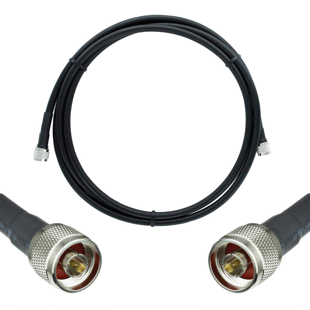 50-ohm N-Male to N-Male Black Coax Cable 60ft G856