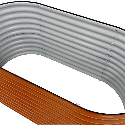Brown 79-Inch Oval Stackable Steel Raised Garden Bed with Rubber Edge Trim U960